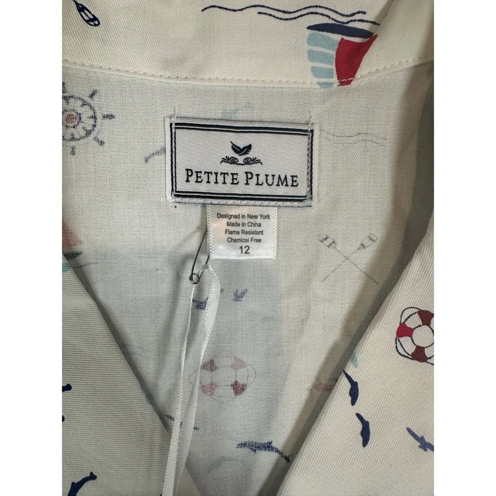 Petite Plume Kids Sail Away Pajama Set White Nautical Sailboat SPJSA112 Size 12